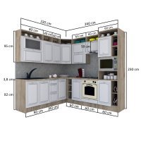 Bucatarie de Colt LEEA ART CORNER FRONT MDF FRESCO 220-240 DR. K002 / decor 242